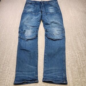 G Star Raw Jeans Men 34x32 5620 3D Slim Fit Double Knee Moto Stretch Denim Blue